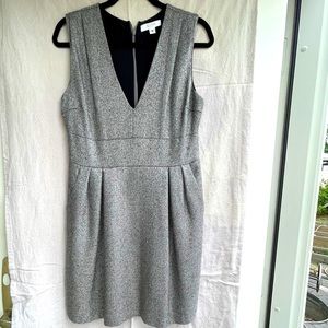 V neck gray tweed fall/winter cocktail dress